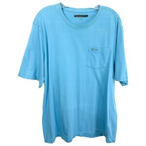 Greg Norman Mens Large Tee Shirt Blue Embroidered Logo Short Sleeve Crew 778‎